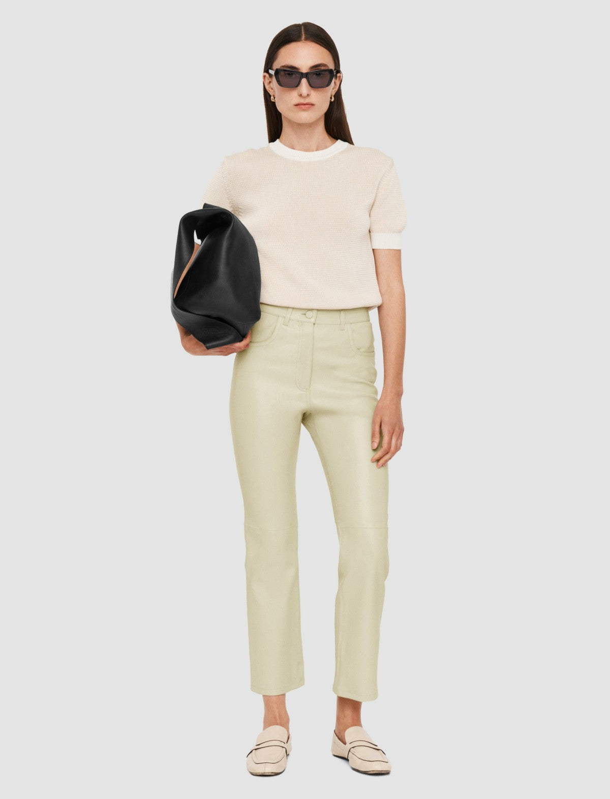 JOSEPH Fashion Women Duke Leather Stretch Trousers Quail