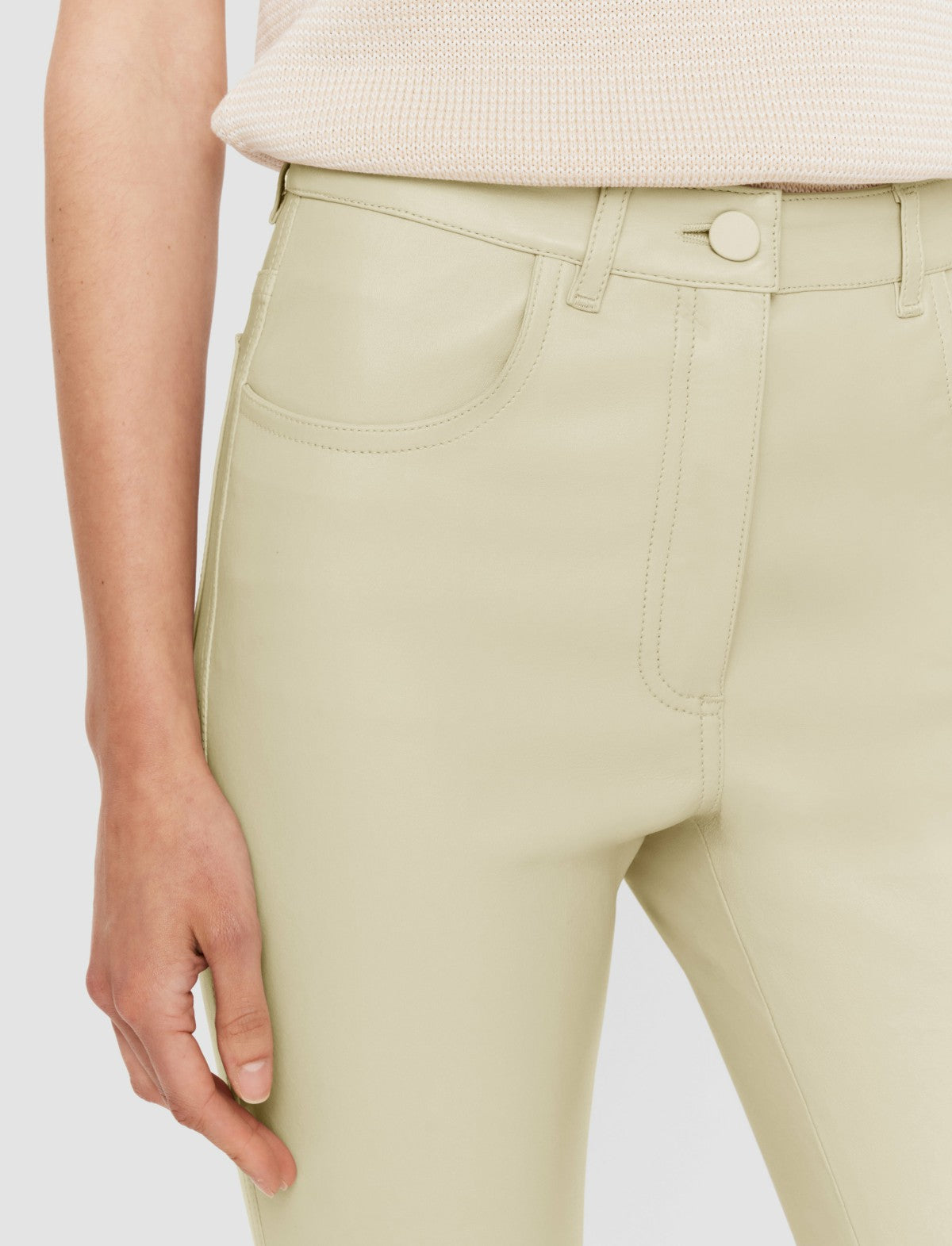 JOSEPH Fashion Women Duke Leather Stretch Trousers Quail