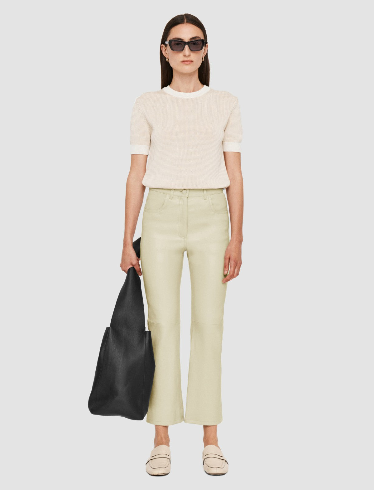 JOSEPH Fashion Women Duke Leather Stretch Trousers Quail