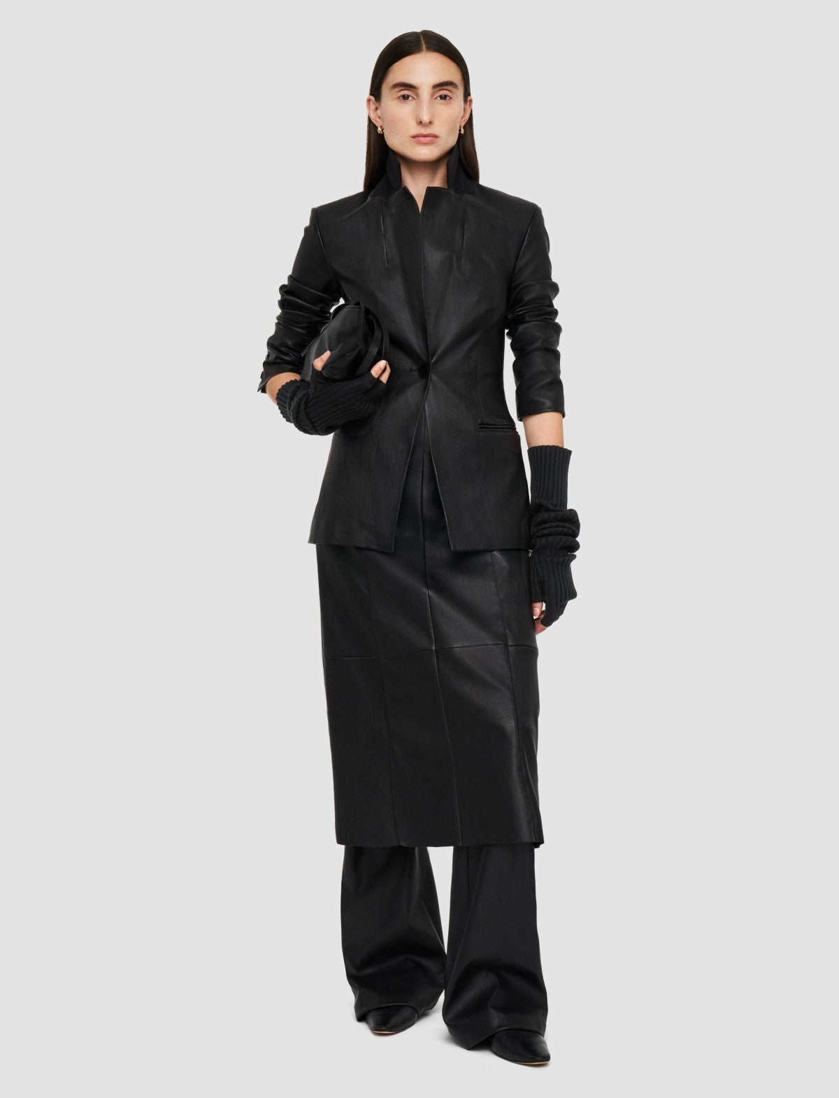 JOSEPH Fashion Women Pascal Leather Stretch Jacket Black