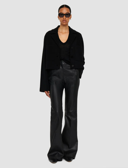 JOSEPH Fashion Women Tafira Leather Stretch Trousers Black