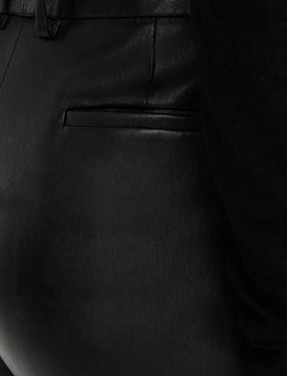 JOSEPH Fashion Women Tafira Leather Stretch Trousers Black