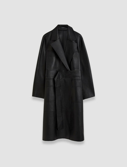JOSEPH Fashion Women Octave Bonded Leather Coat Black