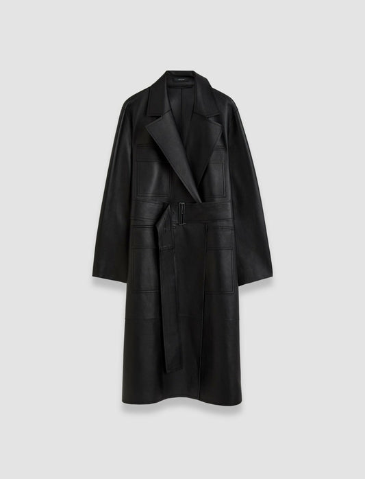JOSEPH Fashion Women Octave Bonded Leather Coat Black