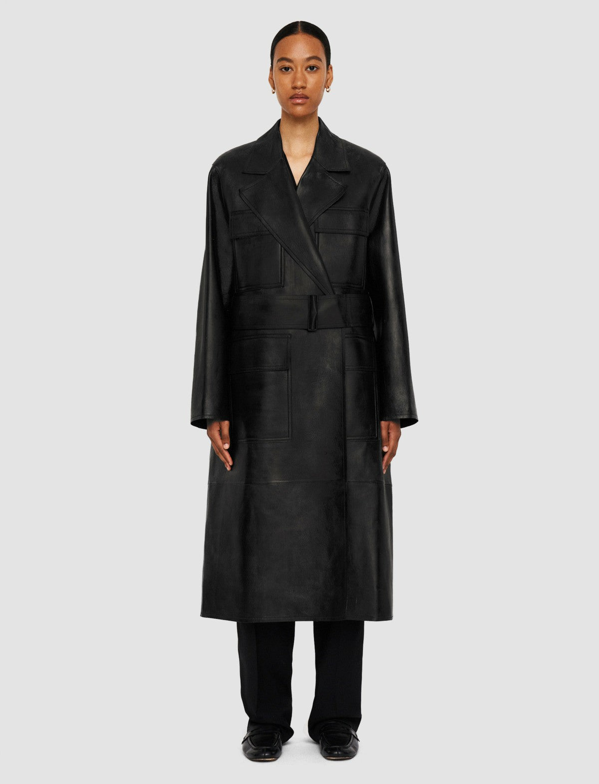 JOSEPH Fashion Women Octave Bonded Leather Coat Black