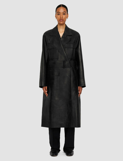 JOSEPH Fashion Women Octave Bonded Leather Coat Black