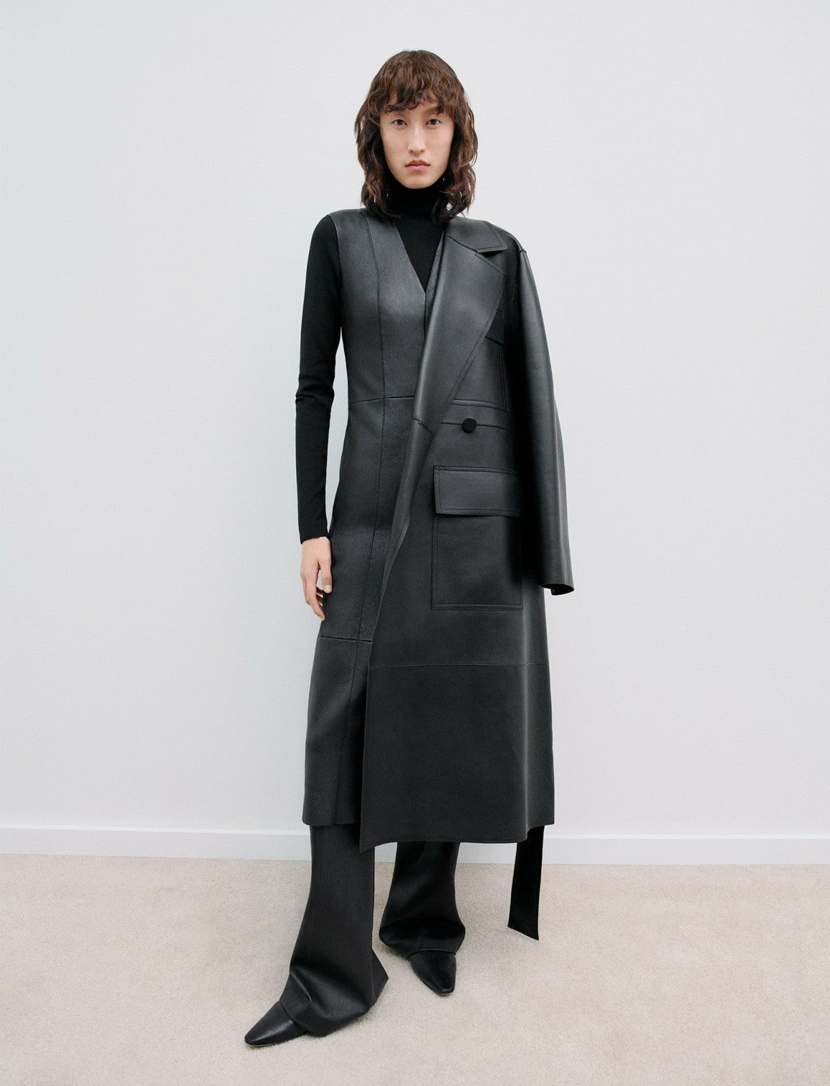 JOSEPH Fashion Women Octave Bonded Leather Coat Black