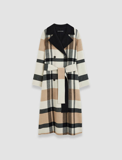 JOSEPH Fashion Women Merton Reversible Check Wool Coat Blusher Combo