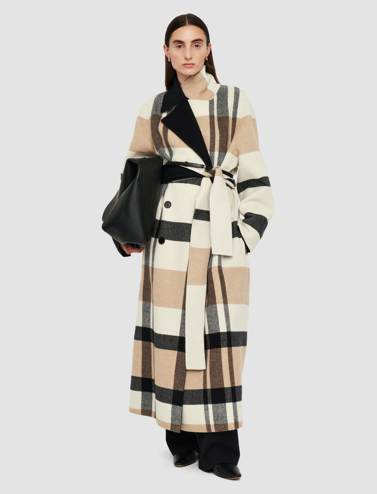 JOSEPH Fashion Women Merton Reversible Check Wool Coat Blusher Combo