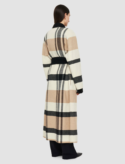 JOSEPH Fashion Women Merton Reversible Check Wool Coat Blusher Combo