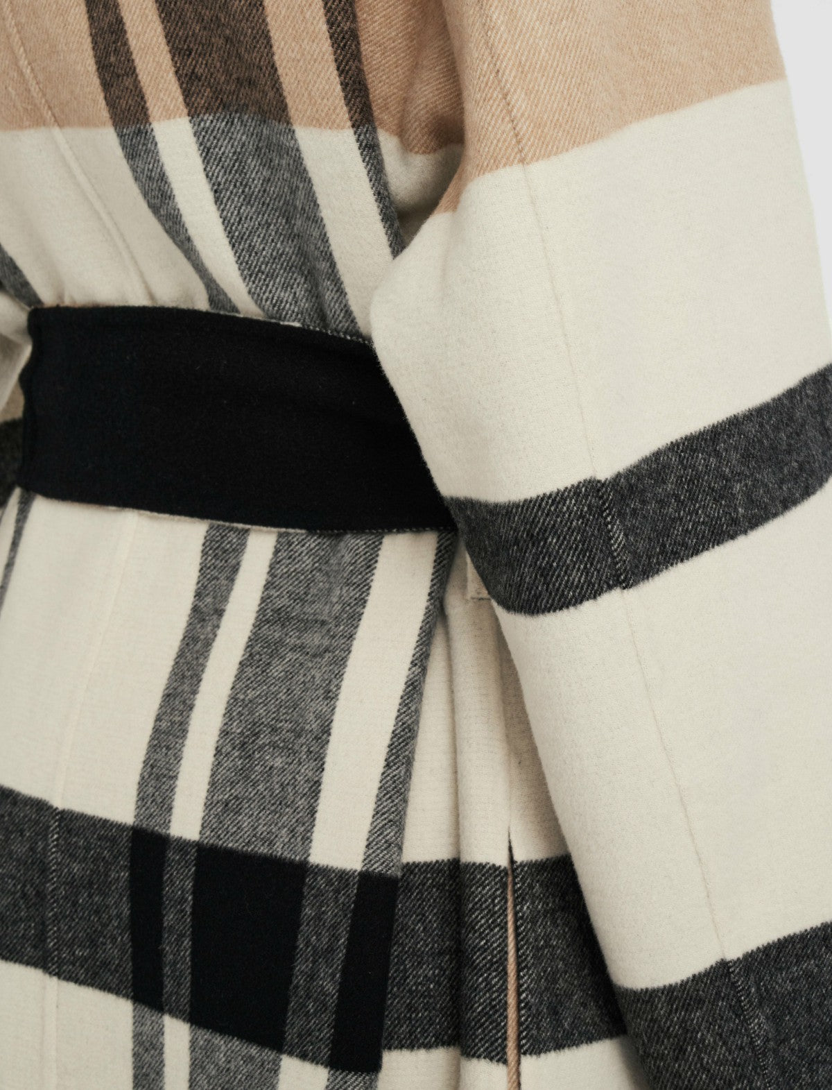 JOSEPH Fashion Women Merton Reversible Check Wool Coat Blusher Combo