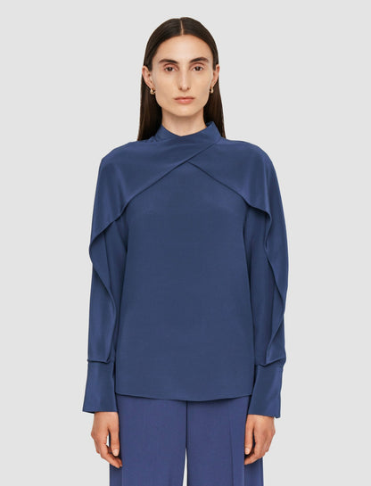 JOSEPH Fashion Women Bailie Silk Crepe de Chine Blouse Harbour
