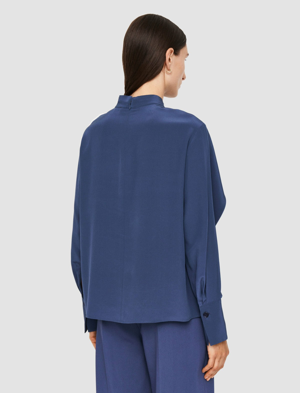 JOSEPH Fashion Women Bailie Silk Crepe de Chine Blouse Harbour