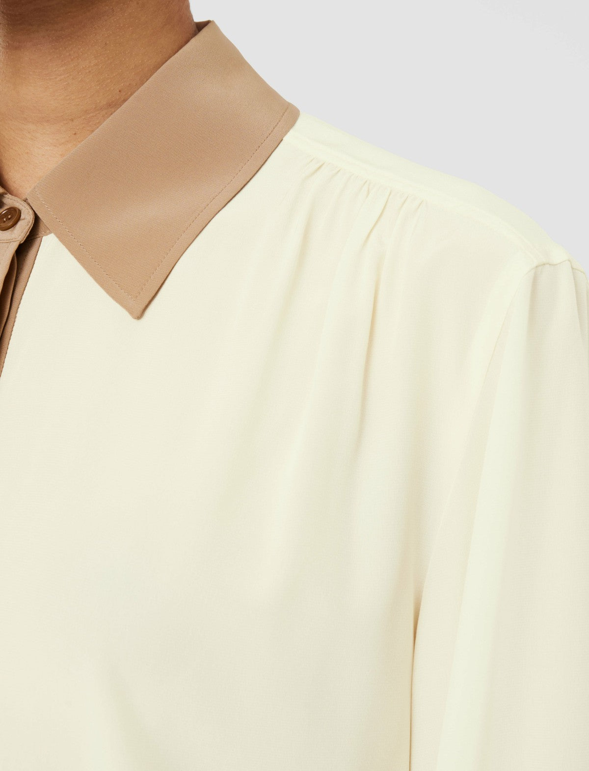JOSEPH Fashion Women Evora Silk Crepe de Chine Colour Block Blouse Ivory/Blusher