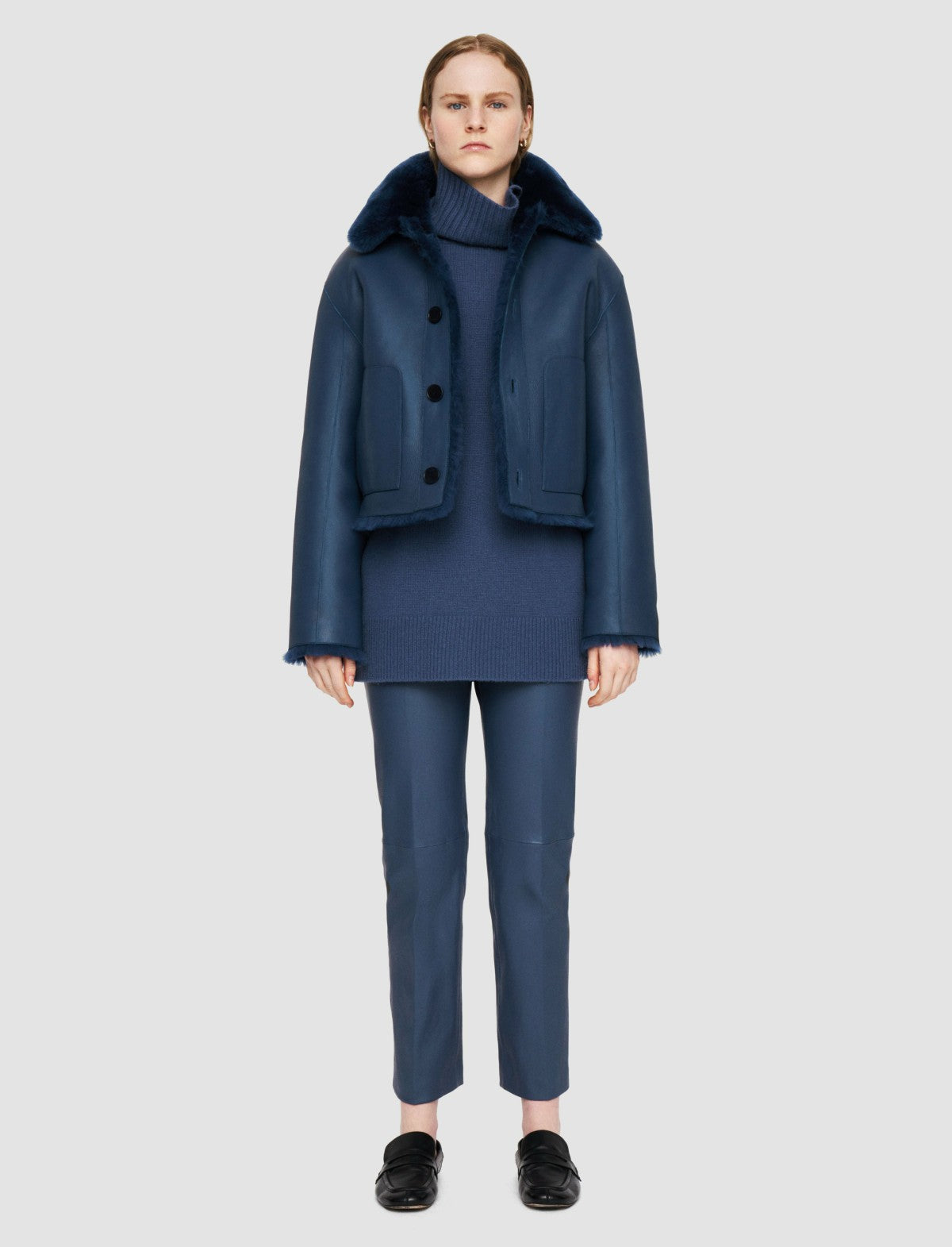 JOSEPH Fashion Women Alloway Reversible Shearling Jacket Harbour