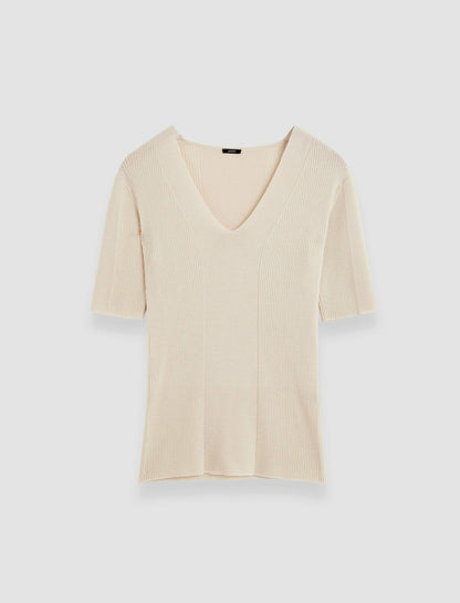 JOSEPH Fashion Women Fine Merino Rib V Neck Top Quail
