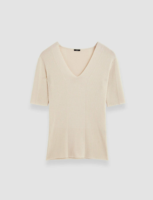 JOSEPH Fashion Women Fine Merino Rib V Neck Top Quail