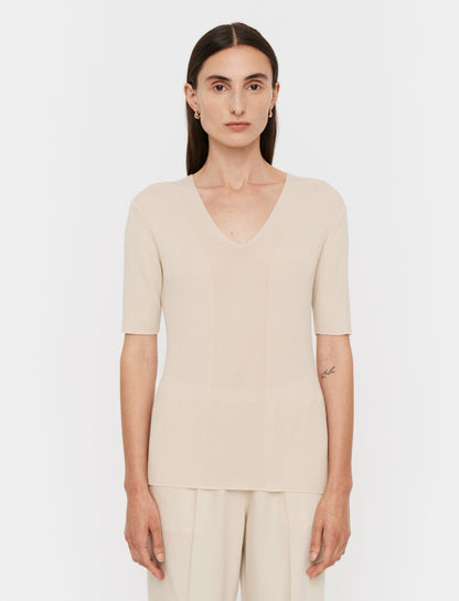 JOSEPH Fashion Women Fine Merino Rib V Neck Top Quail