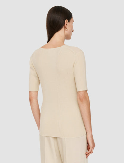JOSEPH Fashion Women Fine Merino Rib V Neck Top Quail