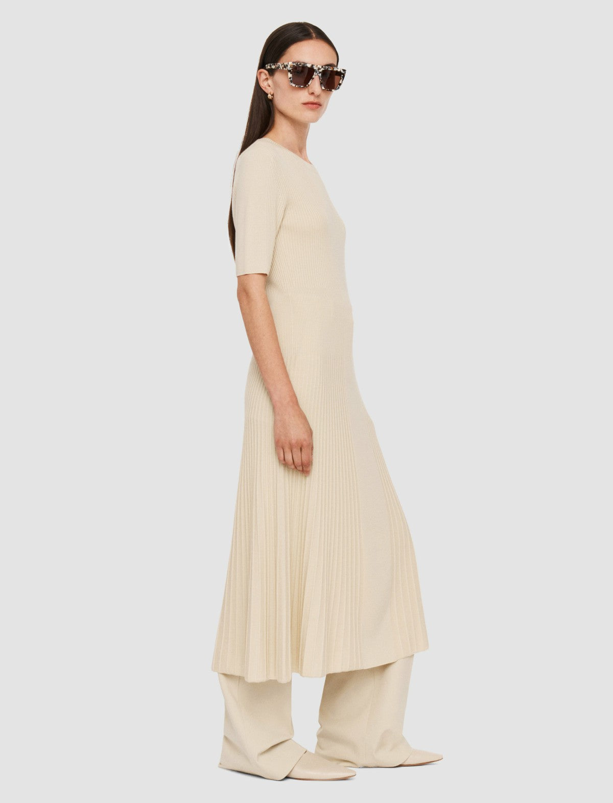 JOSEPH Fashion Women Fine Merino Rib Dress Quail