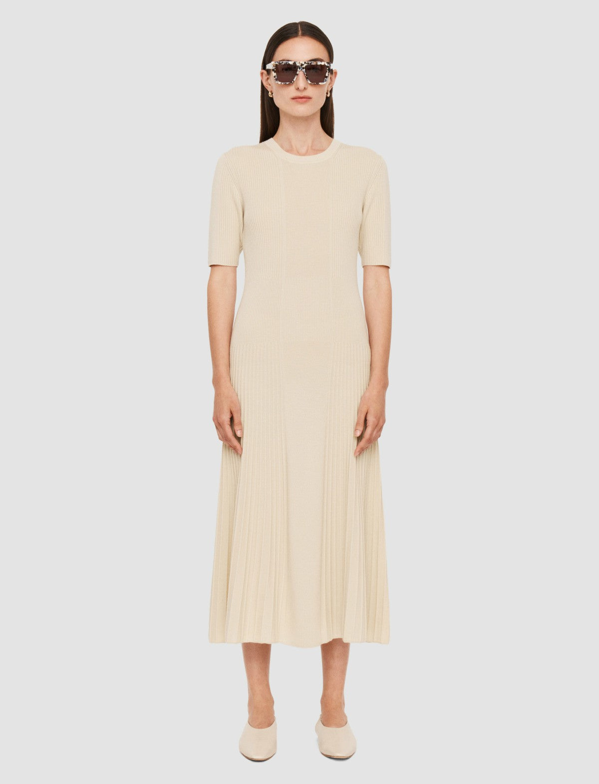 JOSEPH Fashion Women Fine Merino Rib Dress Quail