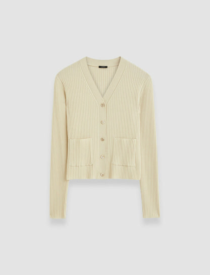 JOSEPH Fashion Women Fine Merino Rib Cardigan Quail
