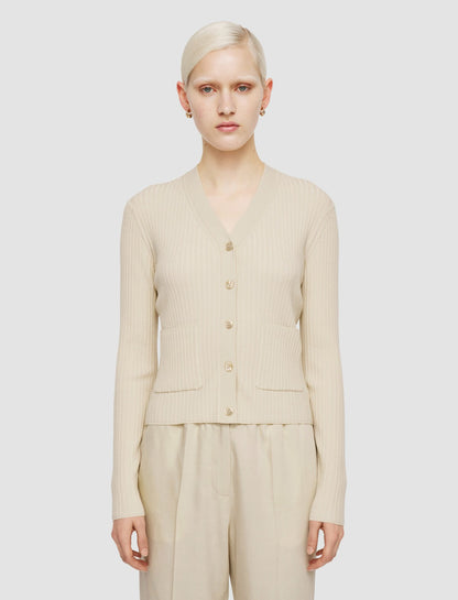 JOSEPH Fashion Women Fine Merino Rib Cardigan Quail