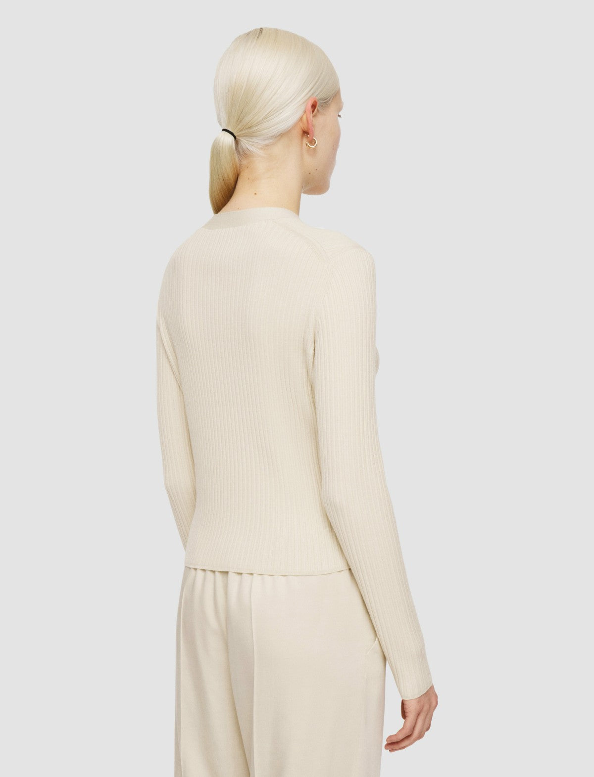 JOSEPH Fashion Women Fine Merino Rib Cardigan Quail
