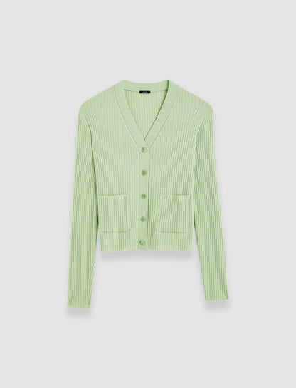 JOSEPH Fashion Women Fine Merino Rib Cardigan Matcha