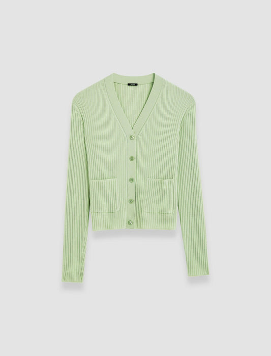 JOSEPH Fashion Women Fine Merino Rib Cardigan Matcha