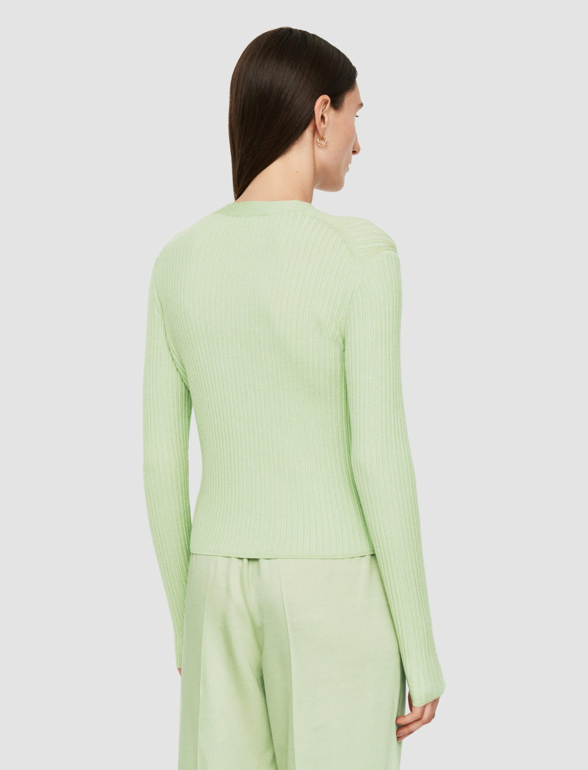 JOSEPH Fashion Women Fine Merino Rib Cardigan Matcha