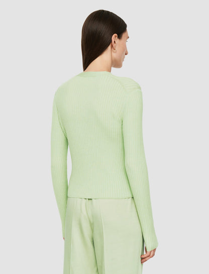 JOSEPH Fashion Women Fine Merino Rib Cardigan Matcha