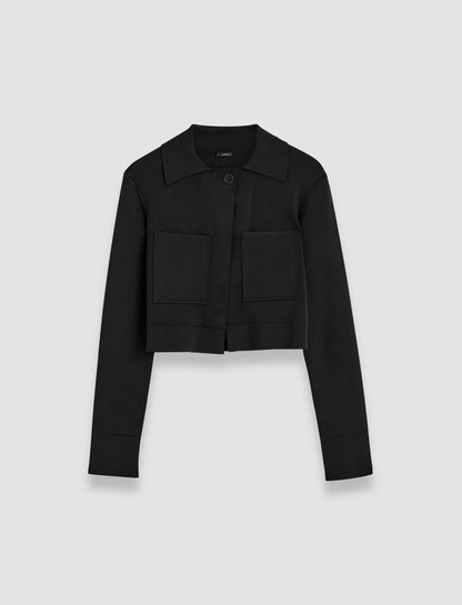 JOSEPH Fashion Women Milano Knit Stretch Zip Jacket Black