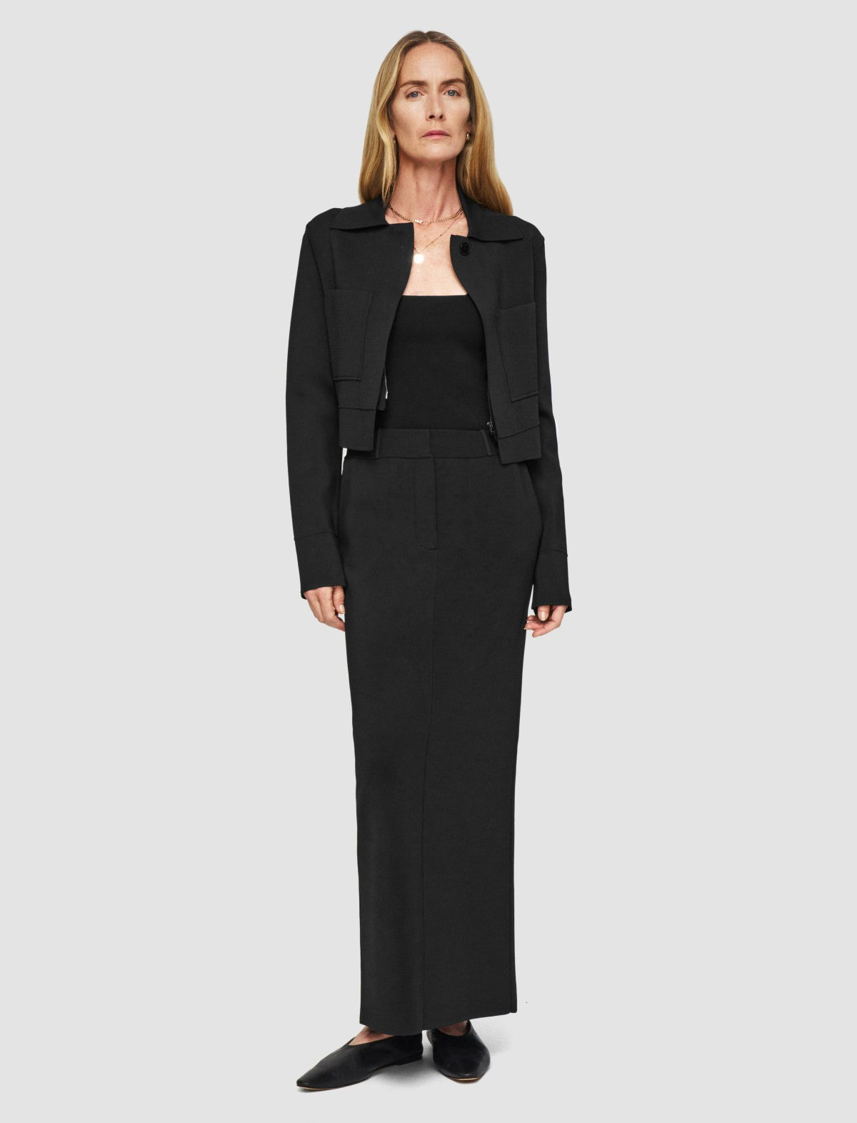 JOSEPH Fashion Women Milano Knit Stretch Zip Jacket Black