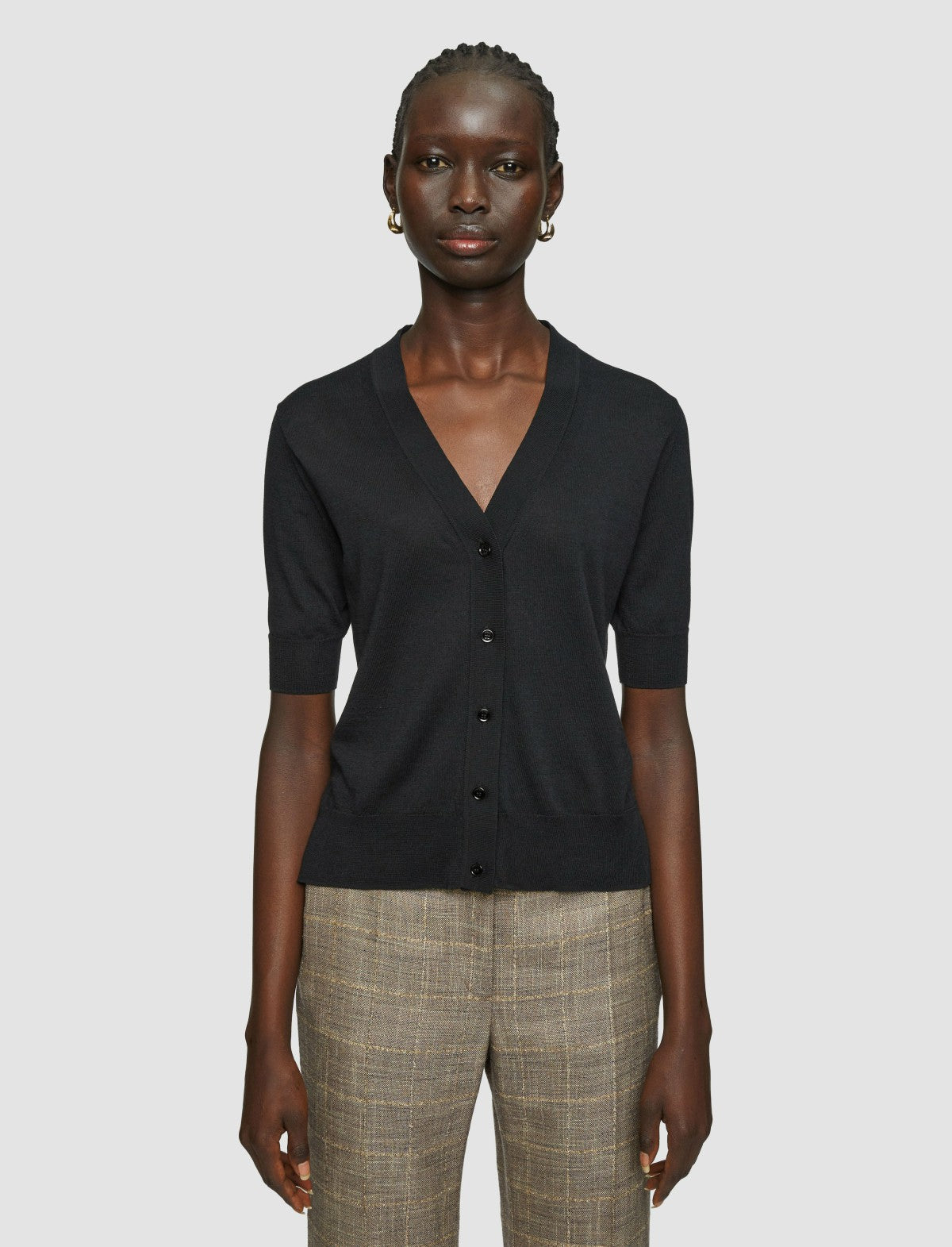 JOSEPH Fashion Women Superfine Cotton Silk Cardigan Black
