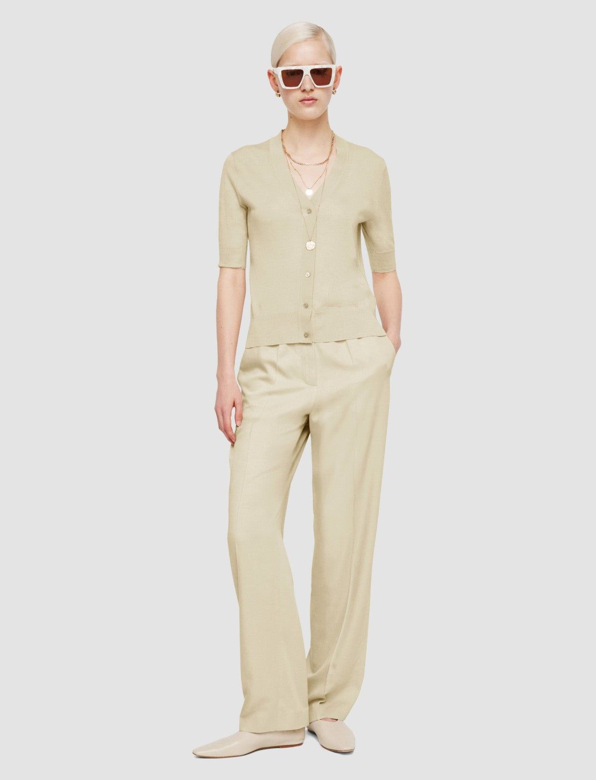 JOSEPH Fashion Women Superfine Cotton Silk Cardigan Quail