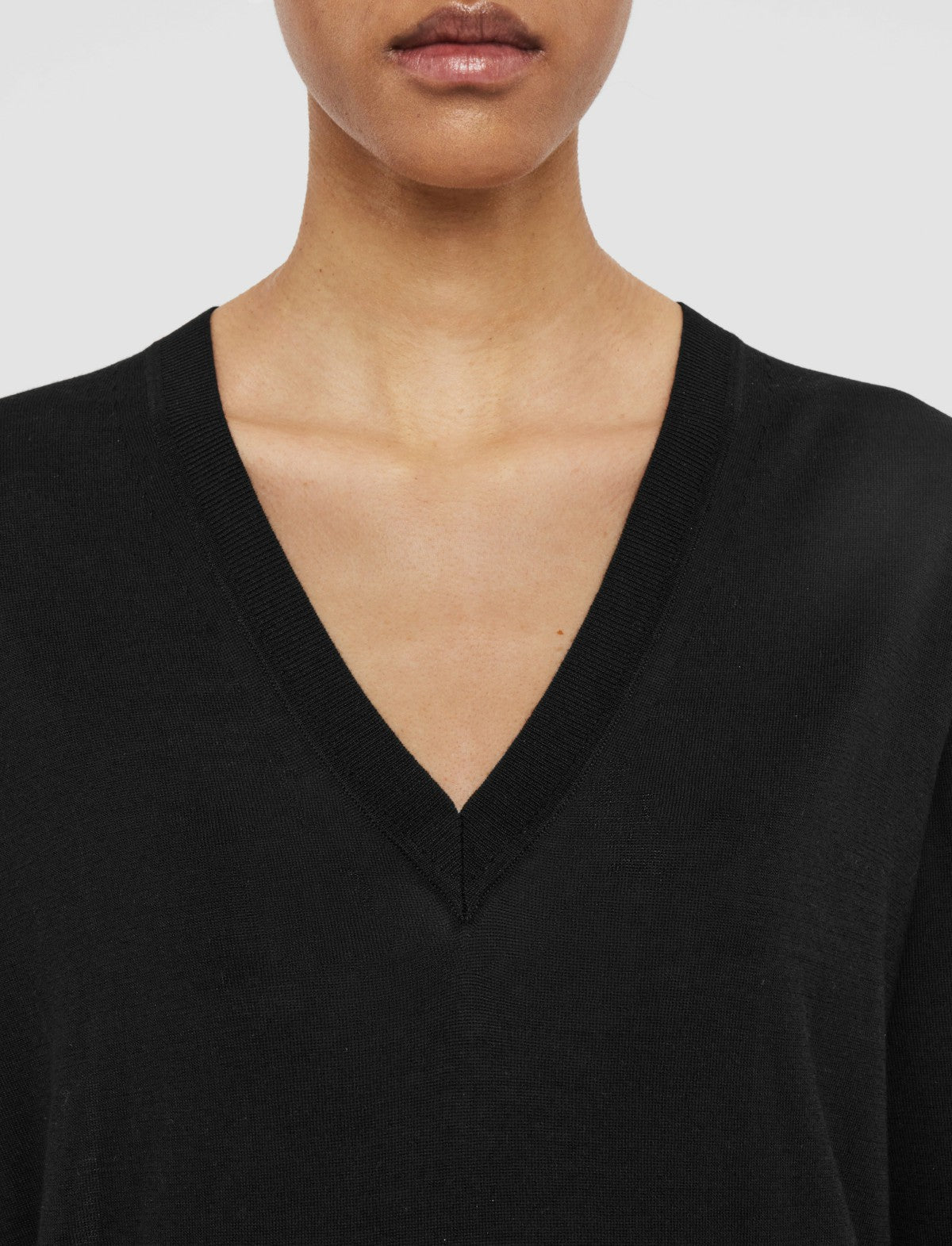 JOSEPH Fashion Women Superfine Cotton Silk V Neck Jumper Black