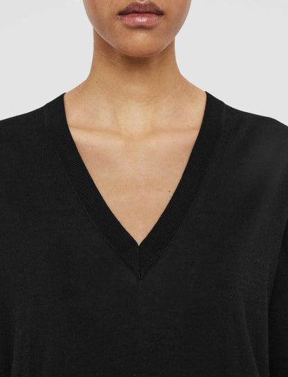 JOSEPH Fashion Women Superfine Cotton Silk V Neck Jumper Black