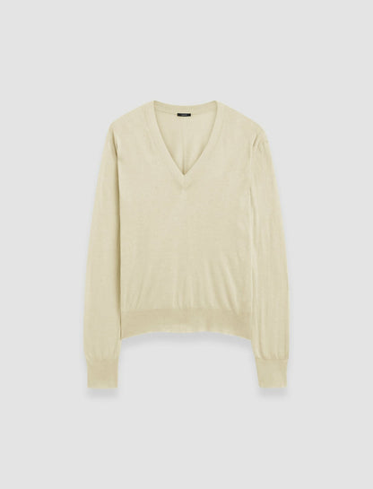 JOSEPH Fashion Women Superfine Cotton Silk V Neck Jumper Quail