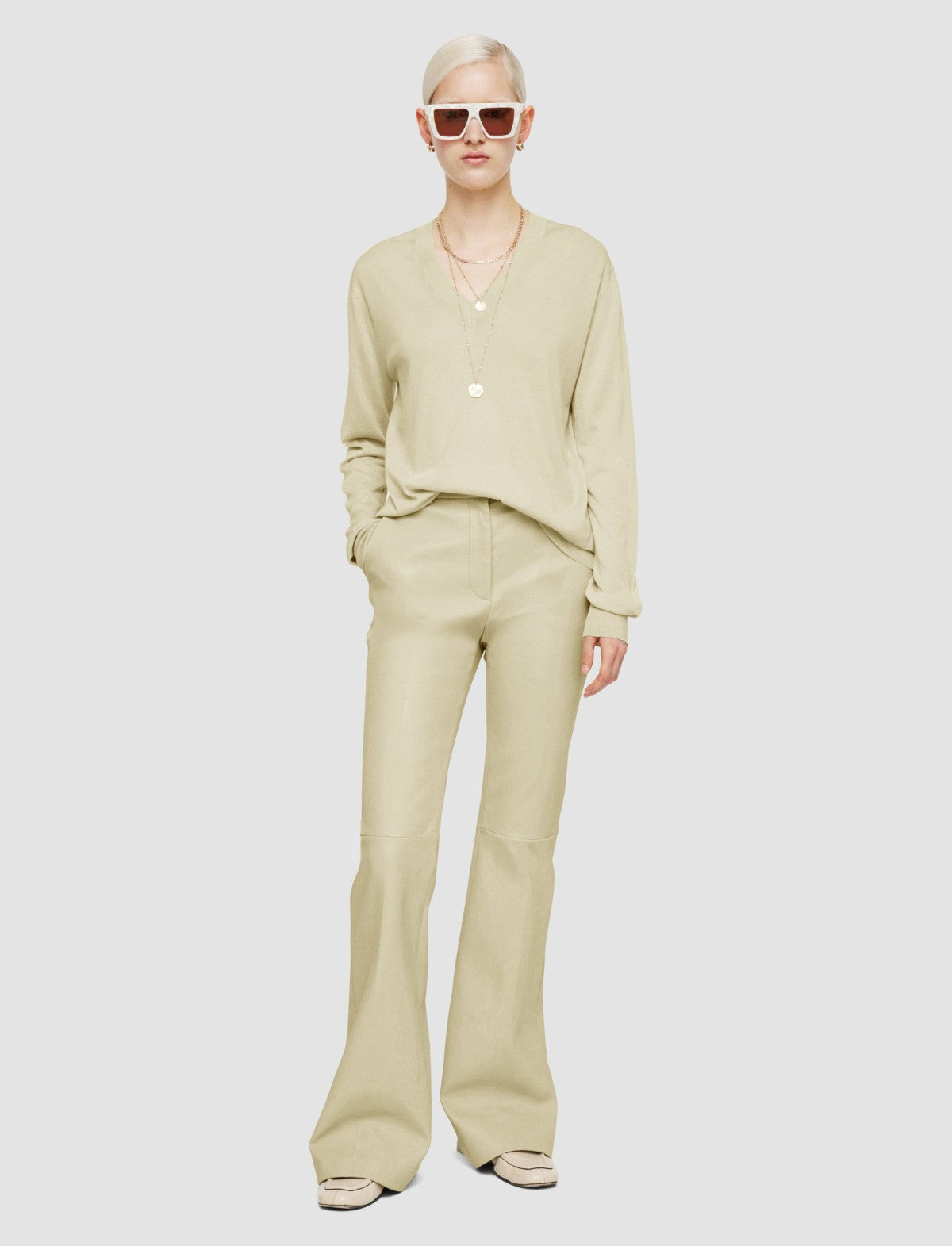JOSEPH Fashion Women Superfine Cotton Silk V Neck Jumper Quail
