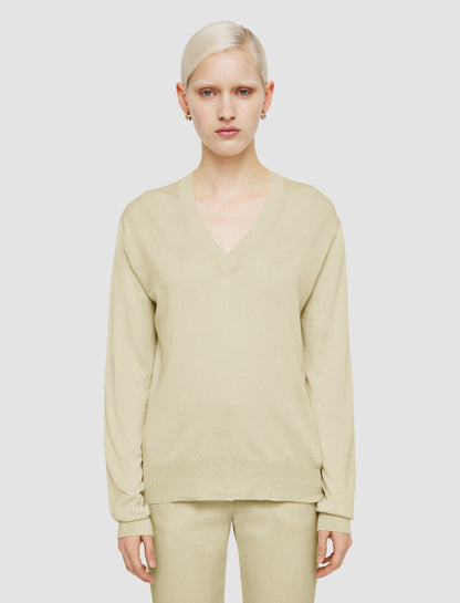 JOSEPH Fashion Women Superfine Cotton Silk V Neck Jumper Quail
