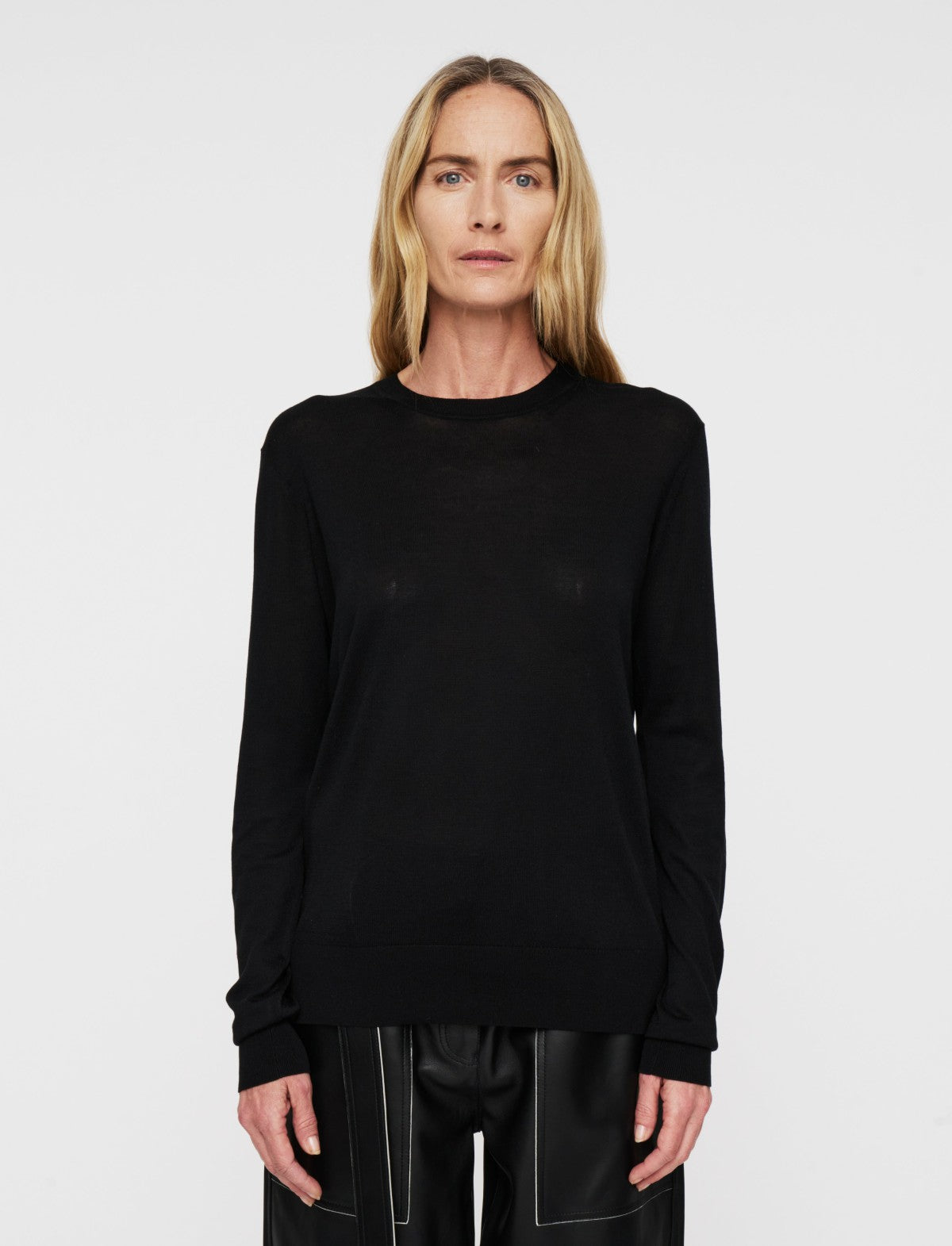 JOSEPH Fashion Women Superfine Cotton Silk Round Neck Jumper Black