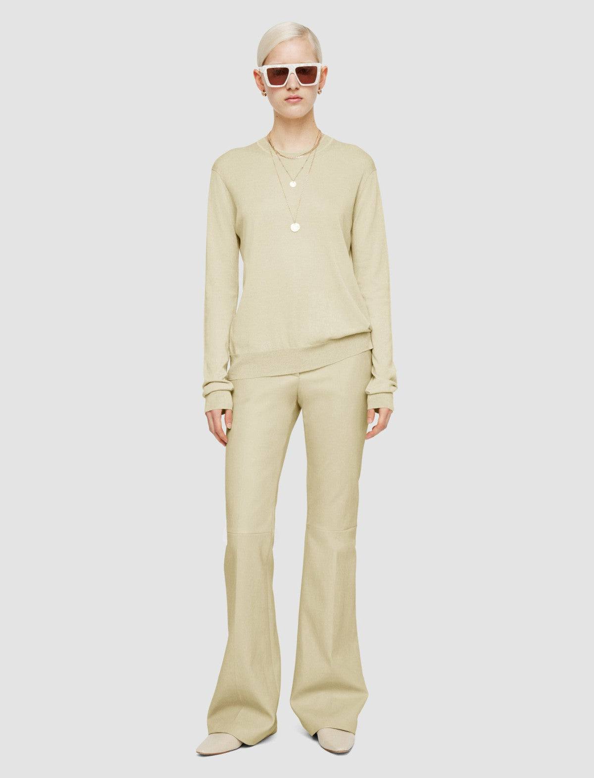 JOSEPH Fashion Women Superfine Cotton Silk Round Neck Jumper Quail