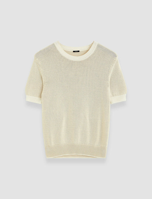JOSEPH Fashion Women Micro Stripe Knit Top Ivory/Quail