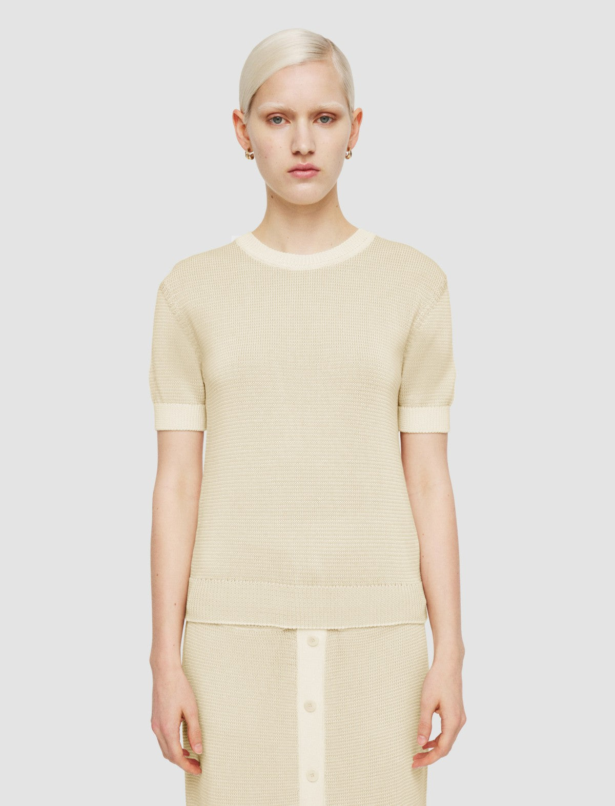 JOSEPH Fashion Women Micro Stripe Knit Top Ivory/Quail