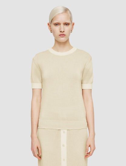 JOSEPH Fashion Women Micro Stripe Knit Top Ivory/Quail