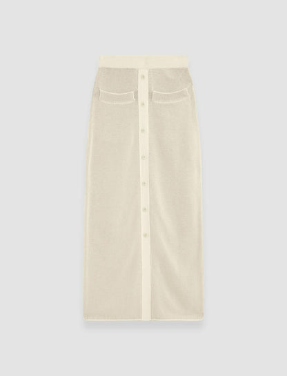 JOSEPH Fashion Women Micro Stripe Knit Skirt Ivory/Quail