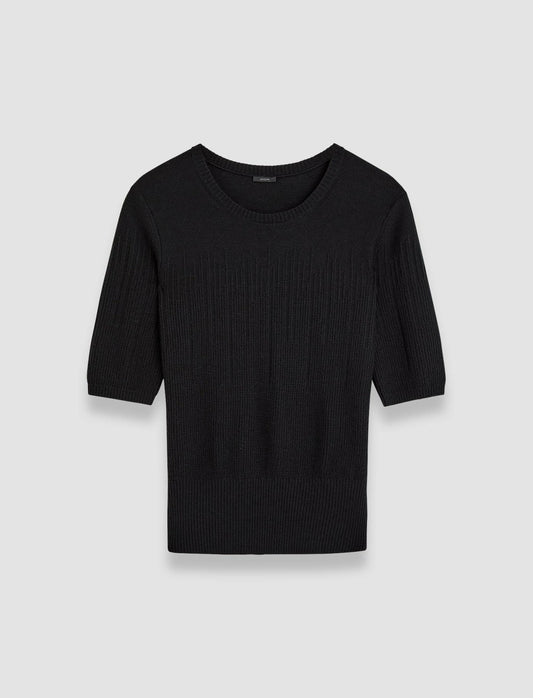 JOSEPH Fashion Women Gradient Stitch Round Neck Top Black
