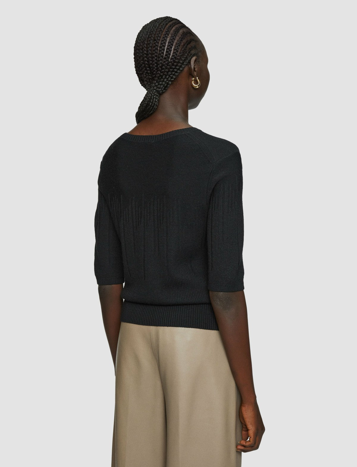 JOSEPH Fashion Women Gradient Stitch Round Neck Top Black