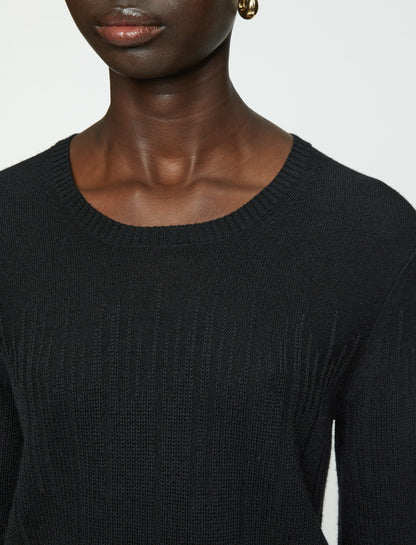 JOSEPH Fashion Women Gradient Stitch Round Neck Top Black